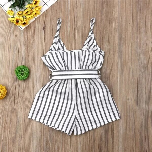 Baby Girl Striped Strap Romper - Image 3