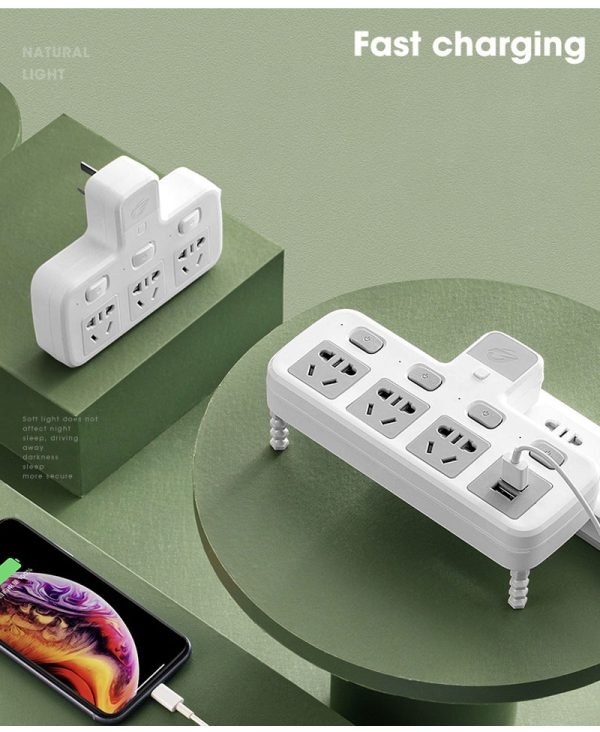 Barre d'alimentation avec 2 ports de charge USB intelligents Prise de protection - Image 4