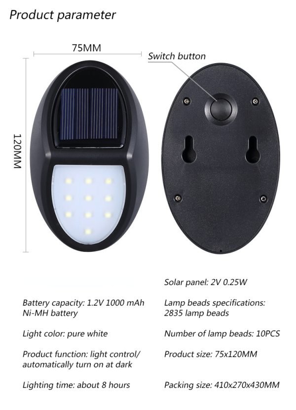 Hong LED Solar Wall Lights Outdoor - Image 3