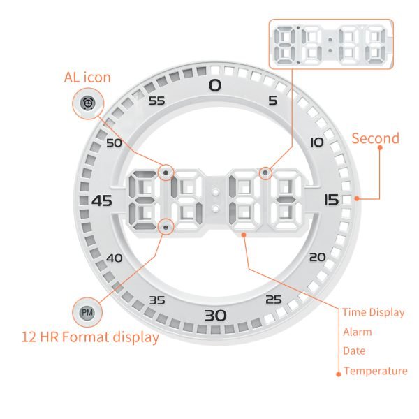 Modern Led Digital Large Wall Clock 3D - Image 4
