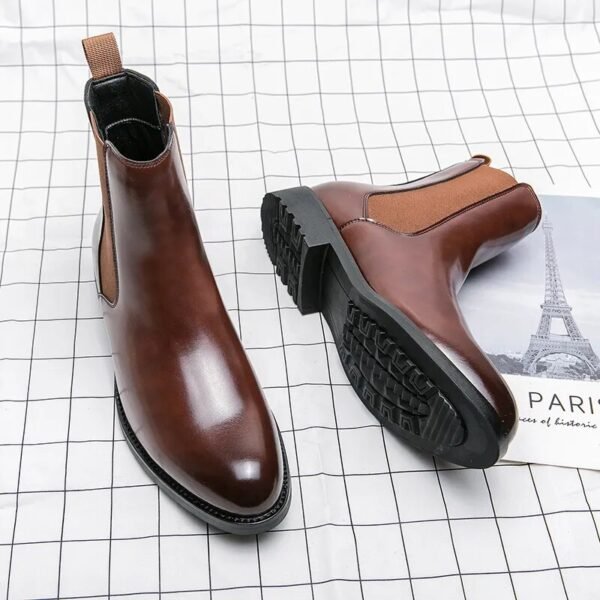 Bottes en cuir marron pour hommes Chelsea - Image 2