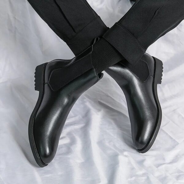 Bottes en cuir marron pour hommes Chelsea - Image 4
