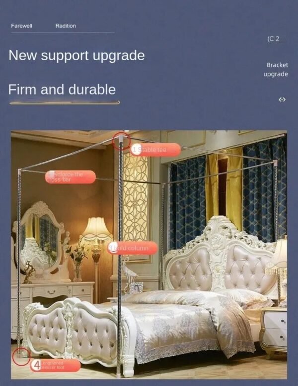 Embroidery Lace Pleated Mosquito Net for Bed Square - Image 7