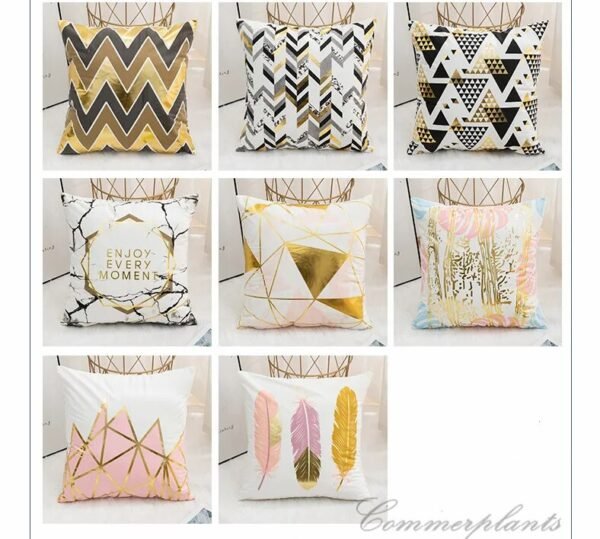 Luxury Gold Bronzing Geometric Plush Pillowcase set of 12pcs - Image 6