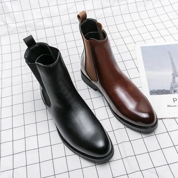 Bottes en cuir marron pour hommes Chelsea - Image 7