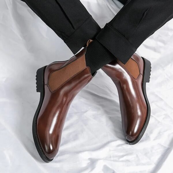 Bottes en cuir marron pour hommes Chelsea - Image 8
