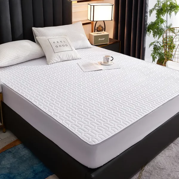 Drap-housse élastique matelassé imperméable, protège-matelas pour couple, lit double, lit Euro Queen, housse de coussin respirante en lin - Image 9