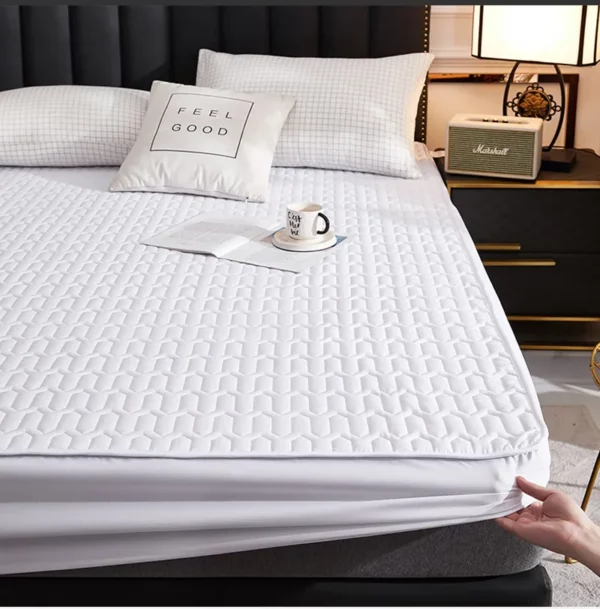 Drap-housse élastique matelassé imperméable, protège-matelas pour couple, lit double, lit Euro Queen, housse de coussin respirante en lin - Image 8