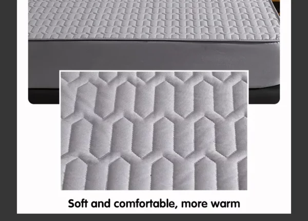 Drap-housse élastique matelassé imperméable, protège-matelas pour couple, lit double, lit Euro Queen, housse de coussin respirante en lin - Image 2