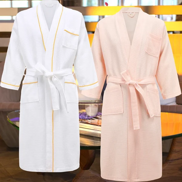 Men Bath Robe Waffle Suck Water 5 Star Hotel Spa - Image 4