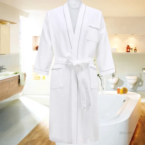 Men Bath Robe Waffle Suck Water 5 Star Hotel Spa - Image 5