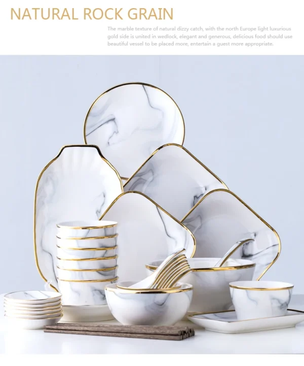 Phnom Penh Marbling Ceramic Dinner Plate Nordic Dishes - Image 7