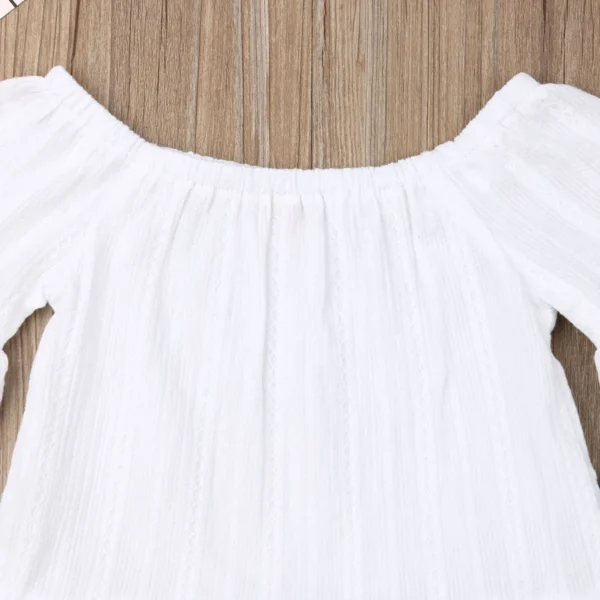 Kids Girls Clothes Outfits 2 Pieces White Off Shoulder Tops Beading Set 1-6 Years - Image 5