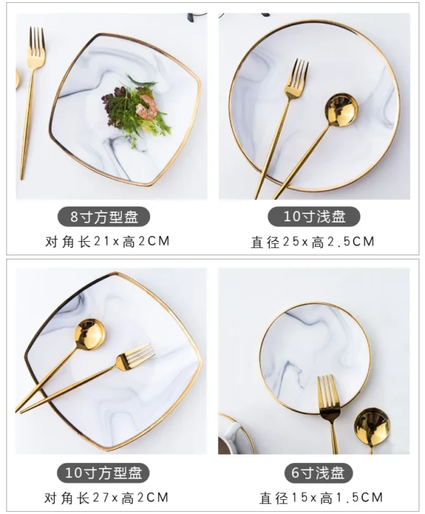 Phnom Penh Marbling Ceramic Dinner Plate Nordic Dishes - Image 9