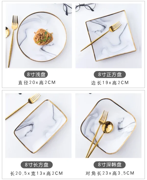 Phnom Penh Marbling Ceramic Dinner Plate Nordic Dishes - Image 8