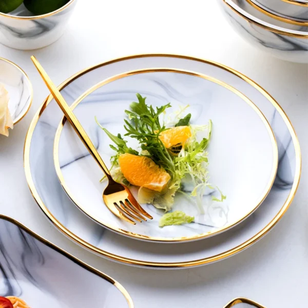 Phnom Penh Marbling Ceramic Dinner Plate Nordic Dishes - Image 5
