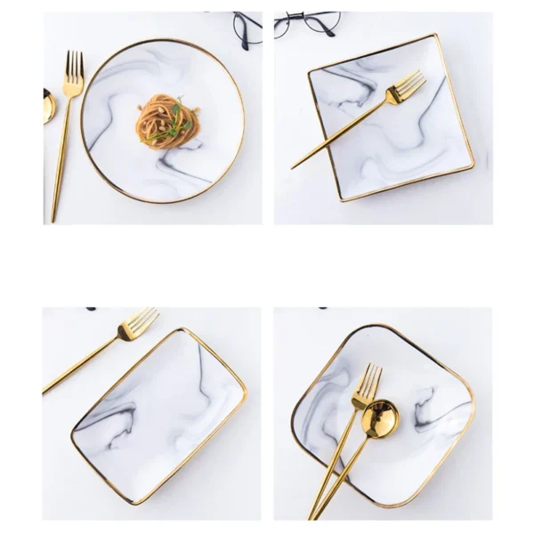 Phnom Penh Marbling Ceramic Dinner Plate Nordic Dishes - Image 6