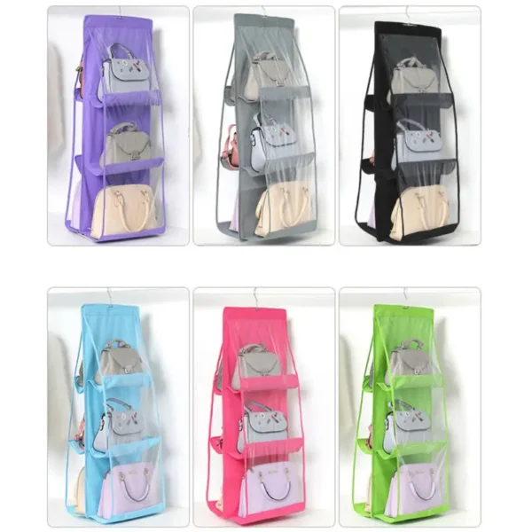 6 Pocket Foldable Hanging Purse Handbag Organizer for Storage Ladies - Image 3
