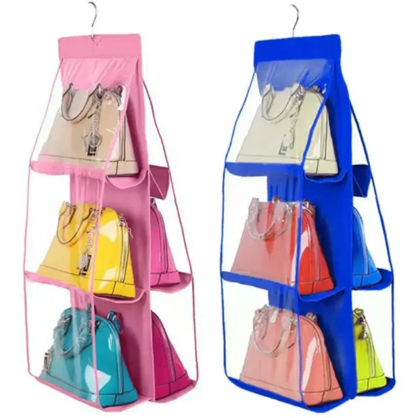 6 Pocket Foldable Hanging Purse Handbag Organizer for Storage Ladies - Image 4