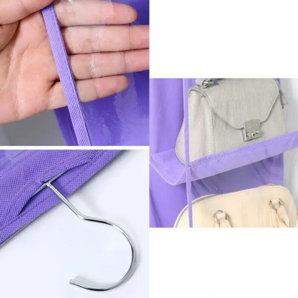 6 Pocket Foldable Hanging Purse Handbag Organizer for Storage Ladies - Image 5