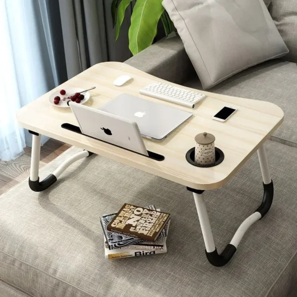 Folding Table Laptop with Cup Holder Table Bed Fashion Table Multi-functional Portable - Image 3