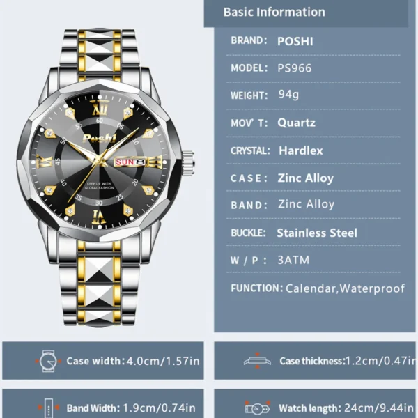POLSHA Brand  Men's Watch Original Waterproof Non-mechanical - Image 5