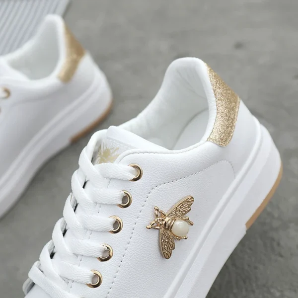 Women Casual Shoes 2021 New Women Sneakers Fashion Breathable PU Leather Platform White Women Shoes Soft Footwears Rhinestone - Image 3