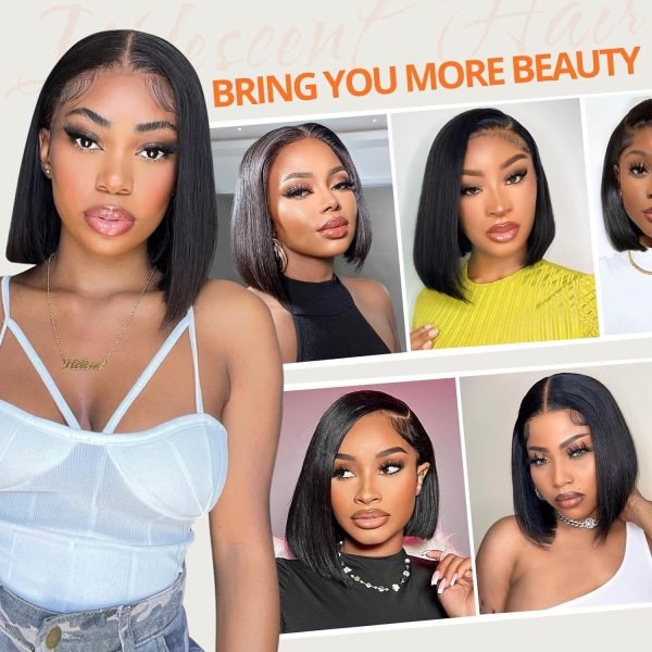 Brazilian Straight Bob Hair Wig Human Hair 13x4 Transparent Bob Wig - Image 2
