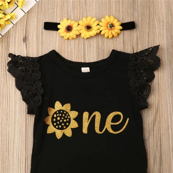 Newborn Girls Set One Letter Bodysuits Chrysanthemum 0-18 Months - Image 3