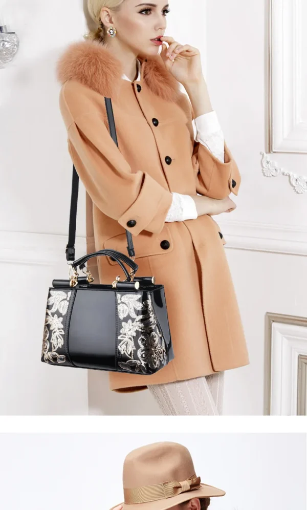 Embroidery Women Bag Leather Purses and Handbags Luxury - Image 2