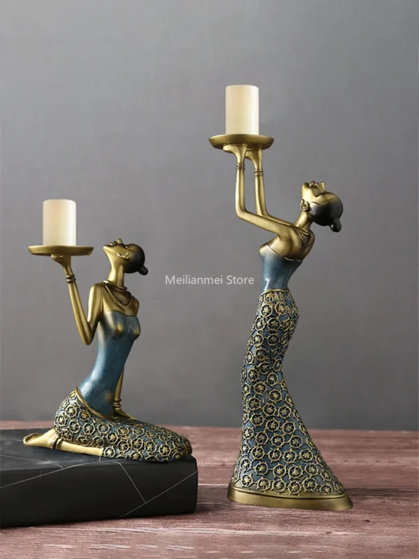 home decoration Gold candle holder Living Room - Image 2