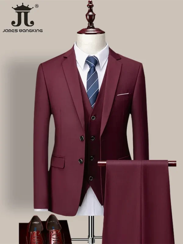 Business Mens Suit Three-piece  Wedding ( Jacket + Vest+Pants ) - Image 4