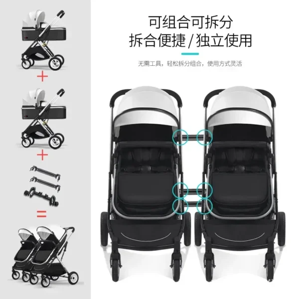 Scoda Twins Baby Stroller Can Sit and Lie 0-5 Years Old - Image 6