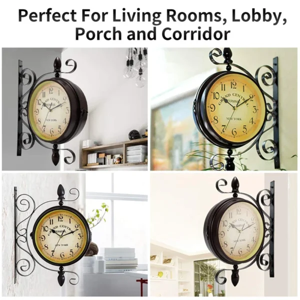 Metro Clock circular wall mounted double-sided wall decoration - Image 5