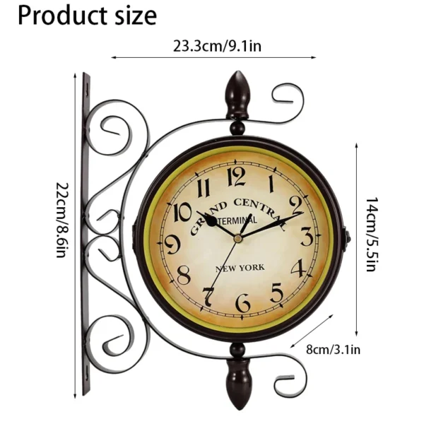 Metro Clock circular wall mounted double-sided wall decoration - Image 2