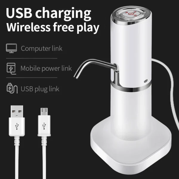 saengQ Water Pump Dispenser Water Bottle Pump Mini Barreled Water Electric Pump USB Charge Automatic Portable Bottle Switch - Image 3