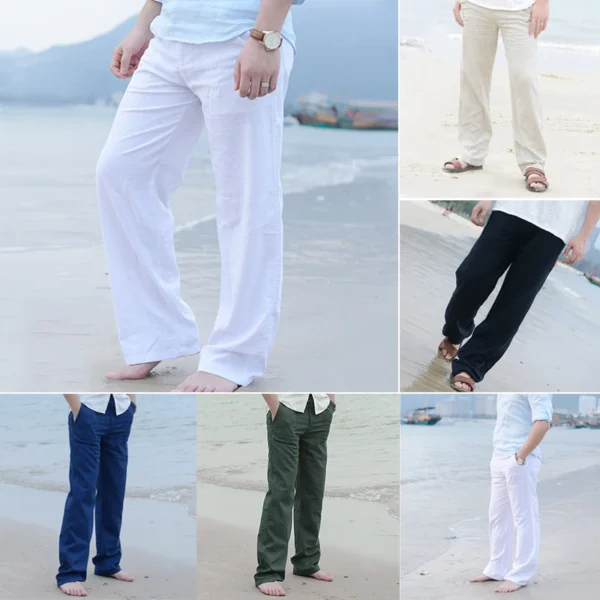 Cotton Linen Wed Leg thai fisherman Loose Long Pant White Black M-3XL - Image 4