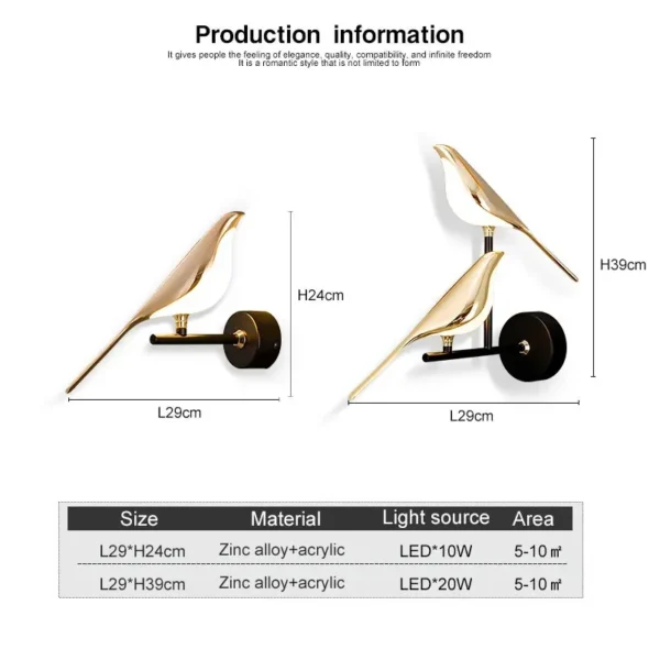 LED 360° Rotation Bird Wall Lights - Image 6