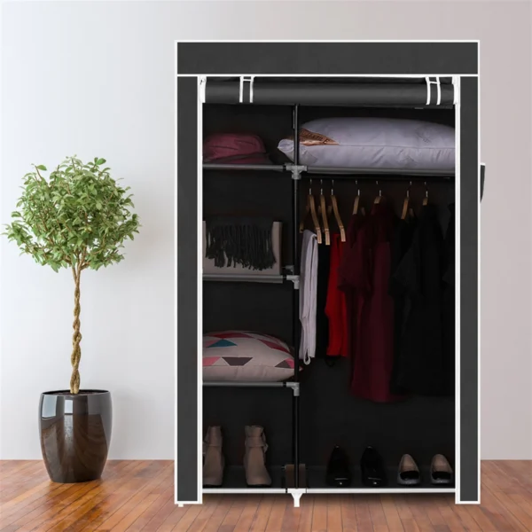 64 "4 Layer 6 Shelves Dustproof Wardrobe Portable Storage - Image 4