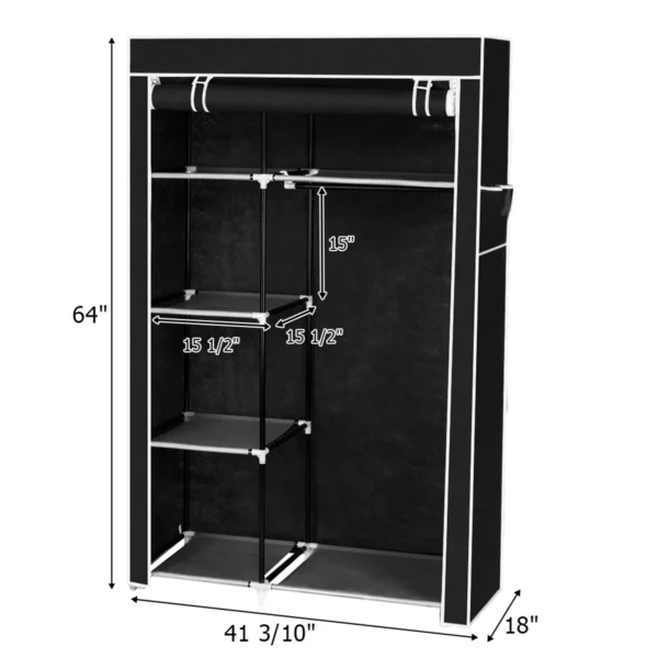 64 "4 Layer 6 Shelves Dustproof Wardrobe Portable Storage - Image 9