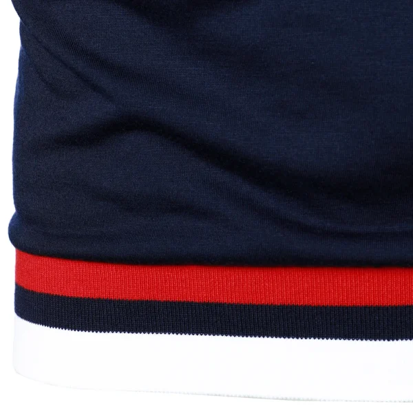 Men Long Sleeve Polo Shirt Solid Splicing Bi-Color - Image 6
