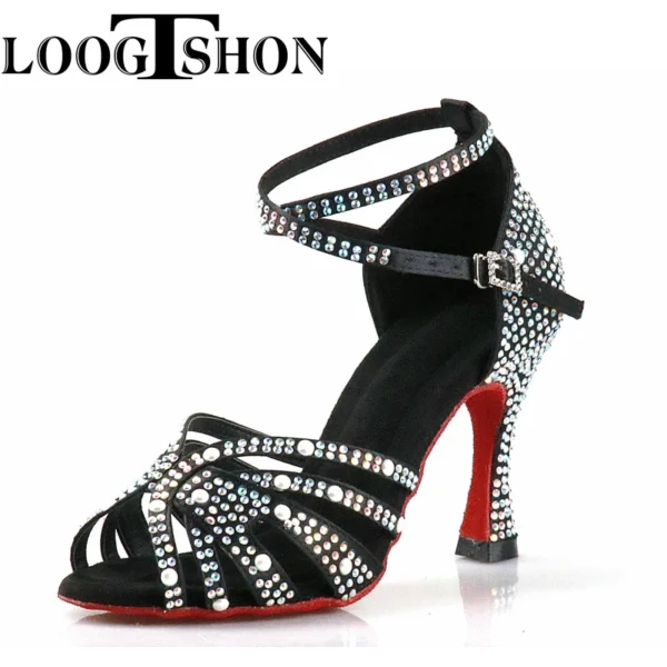 Loogtshon Rhinestone Professional Latin Dance Heel 9CM