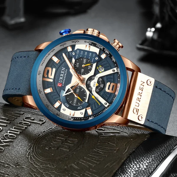 CURREN Luxury Brand Men Analog Leather Sports - Image 4
