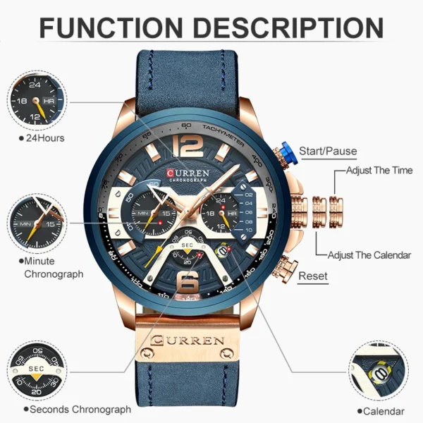 CURREN Luxury Brand Men Analog Leather Sports - Image 3