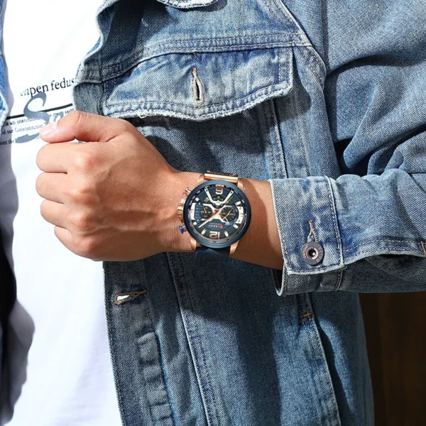CURREN Luxury Brand Men Analog Leather Sports - Image 5