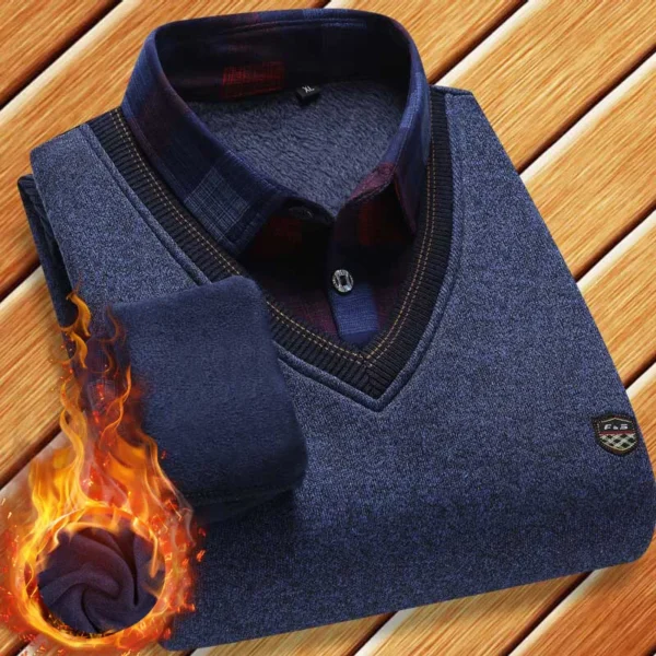 Men's Shirt Collar Fake Two-piece Sweater