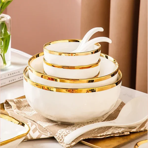 1pcs White Ceramic Dinner Dishes Wedding Decoration Dinnerware Household Kitchen - Image 4