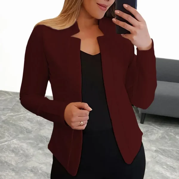 Female Long Sleeve Open Stitch White OL Jackets - Image 3