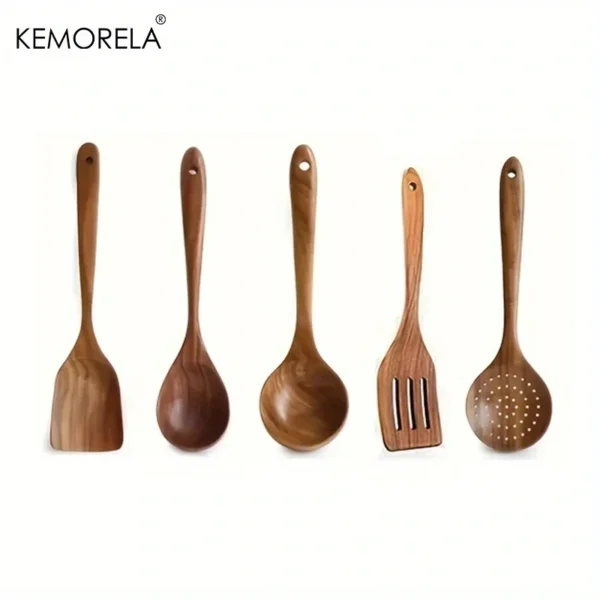 set of 5 wooden kitchen utensils - Image 3