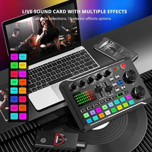 Live Sound Card and Audio Interface with Mixer Effects and Voice Changer - Image 5